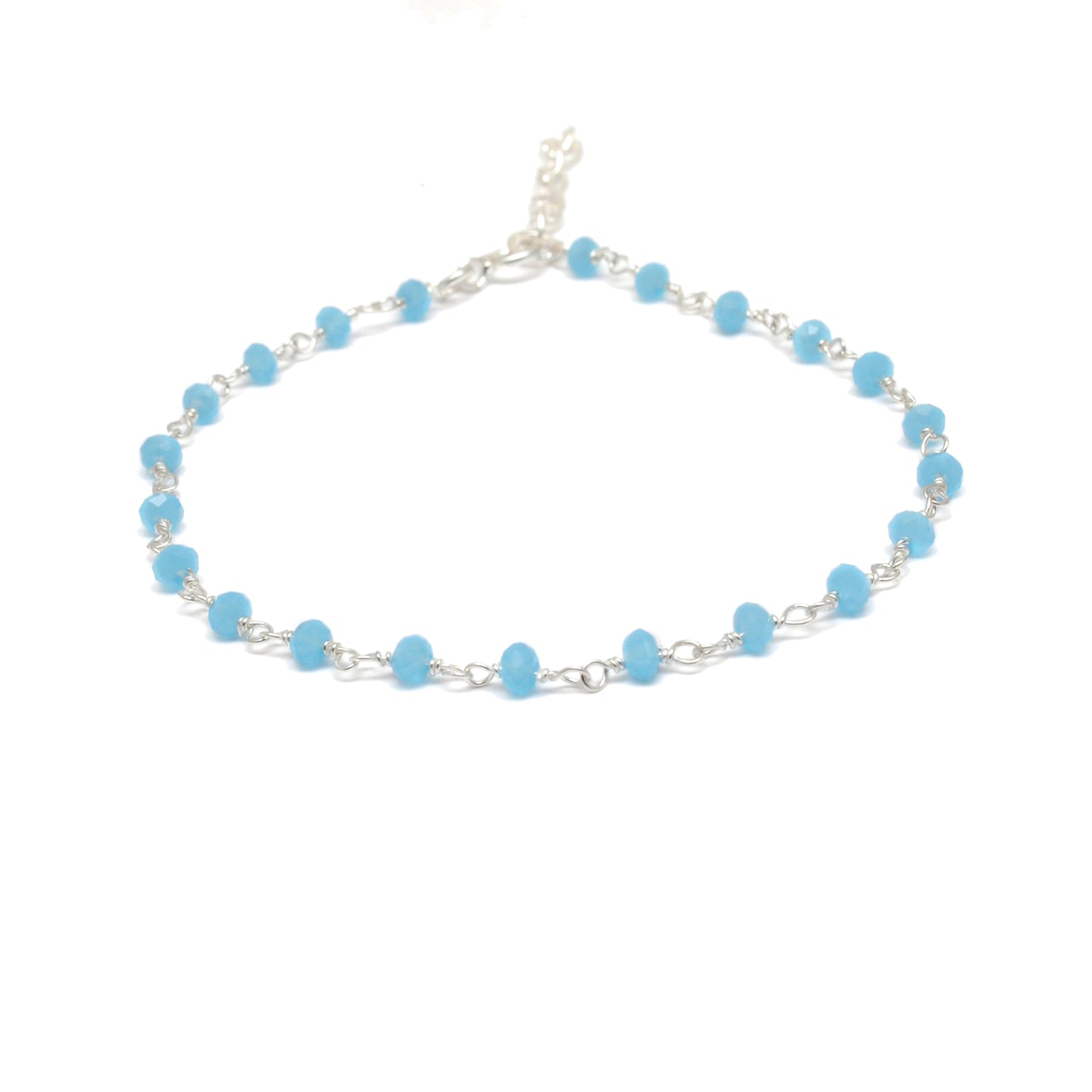 925 Sterling Silver Necklace with Aqua, Emerald, Ruby & Sapphire Quartz and Chalcedony