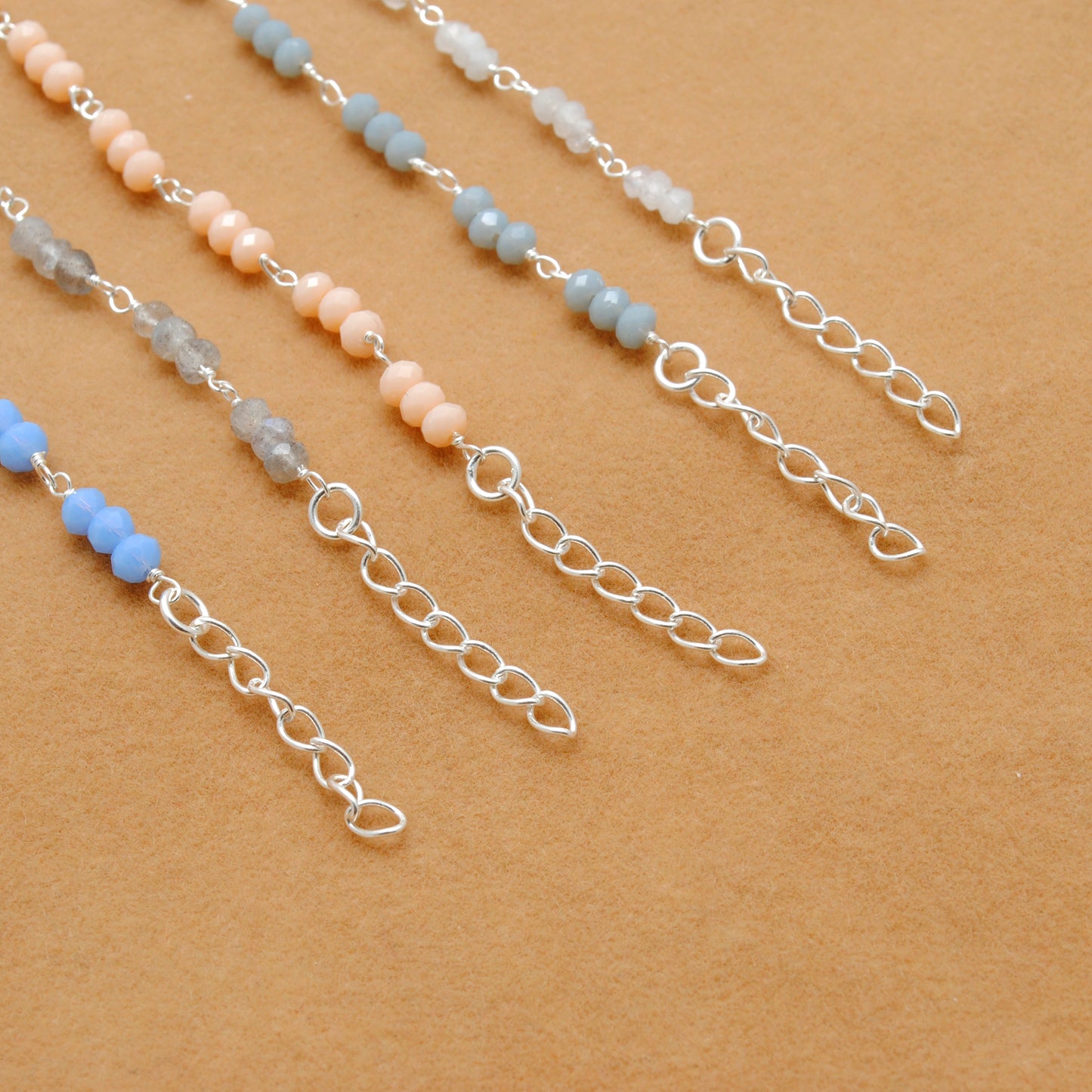 925 Sterling Silver Necklace with Moonstone, Labradorite & Chalcedony