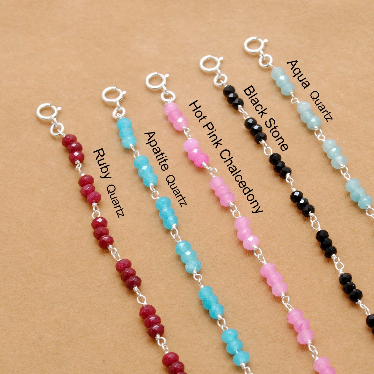 925 Sterling Silver Bracelet with Faceted Quartz & Multi Chalcedony | Handmade Gift