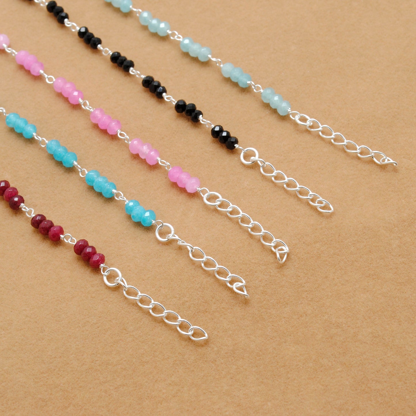 925 Sterling Silver Bracelet with Faceted Quartz & Multi Chalcedony | Handmade Gift