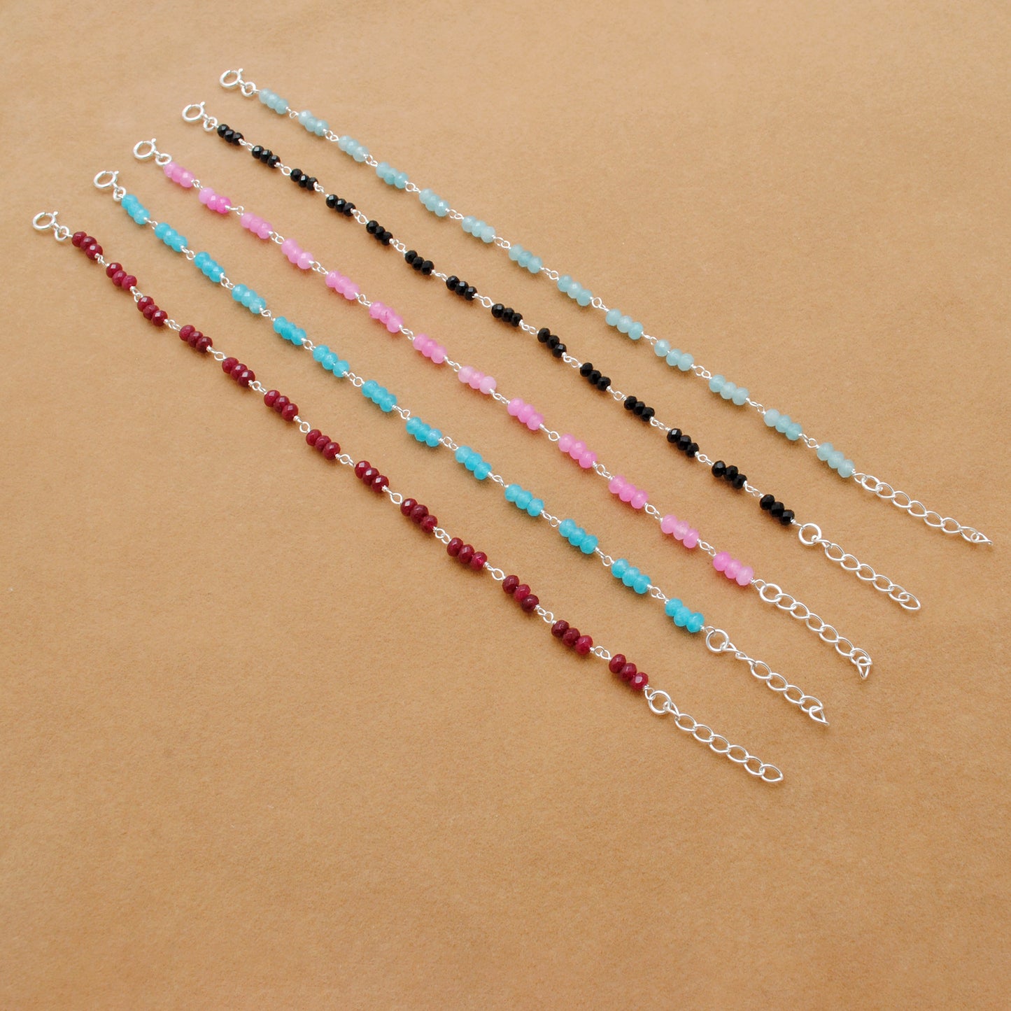 925 Sterling Silver Bracelet with Faceted Quartz & Multi Chalcedony | Handmade Gift