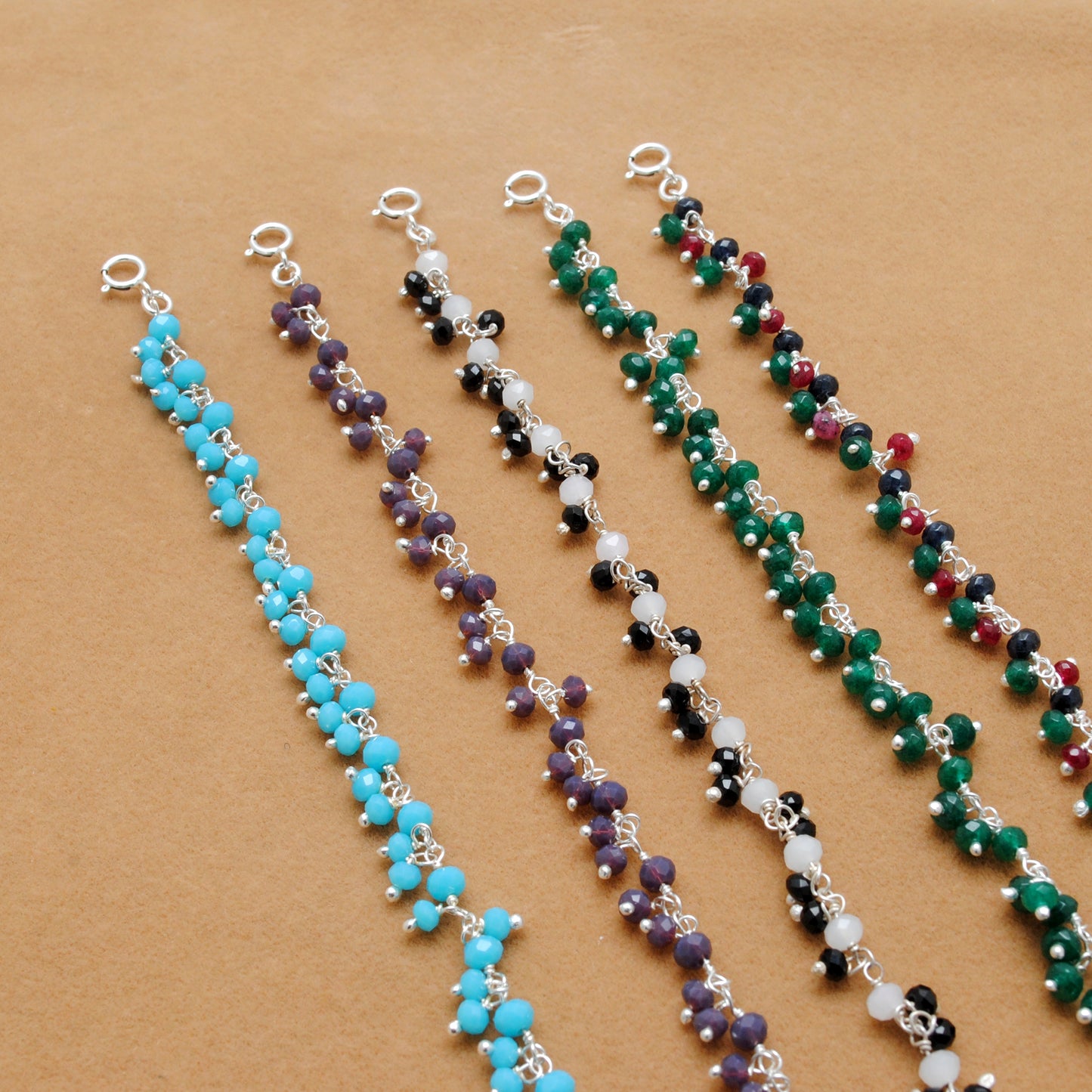 Sterling Silver Color Medley Gemstone Bracelet – Quartz & Chalcedony Mix