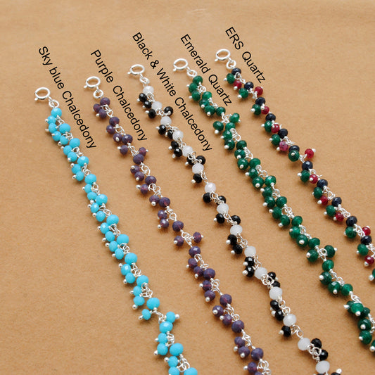 925 Sterling Silver Multi-Gemstone Necklace – Quartz & Chalcedony Mix