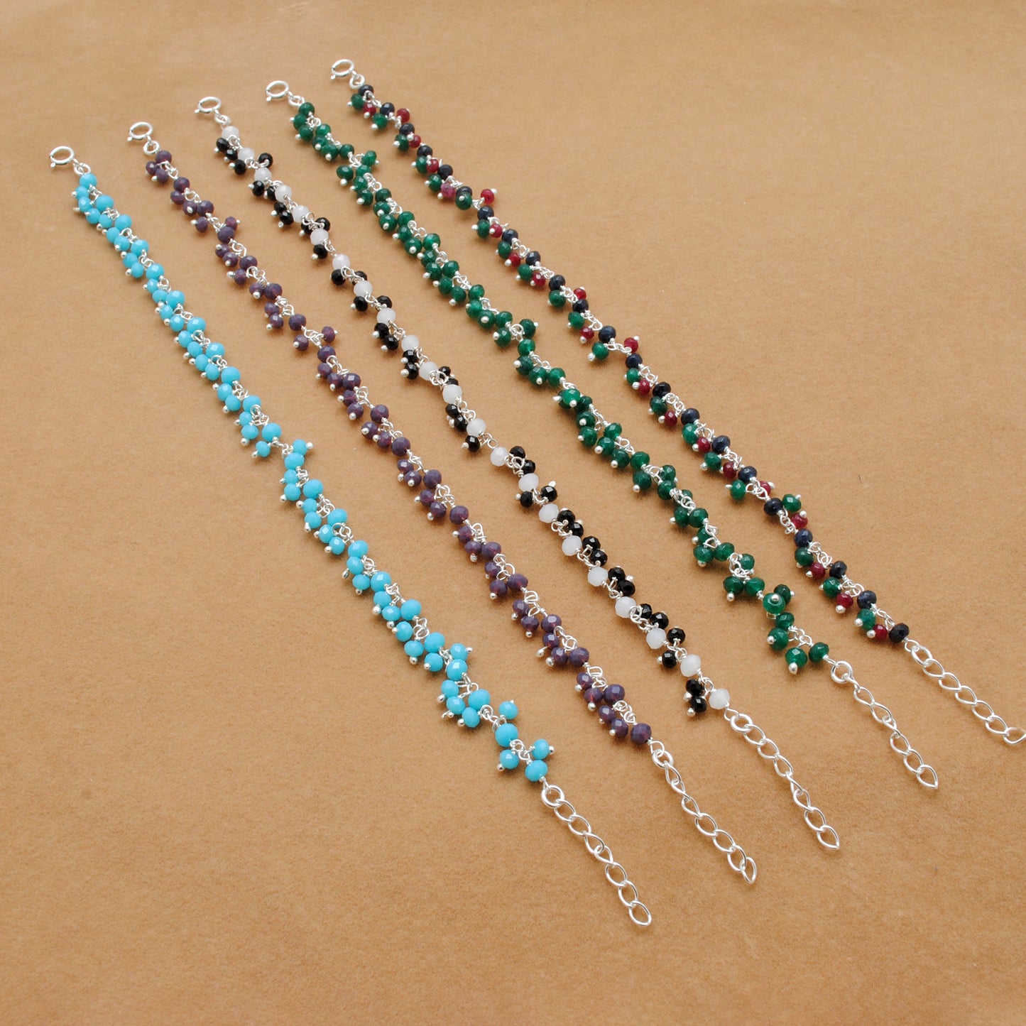 Sterling Silver Color Medley Gemstone Bracelet – Quartz & Chalcedony Mix
