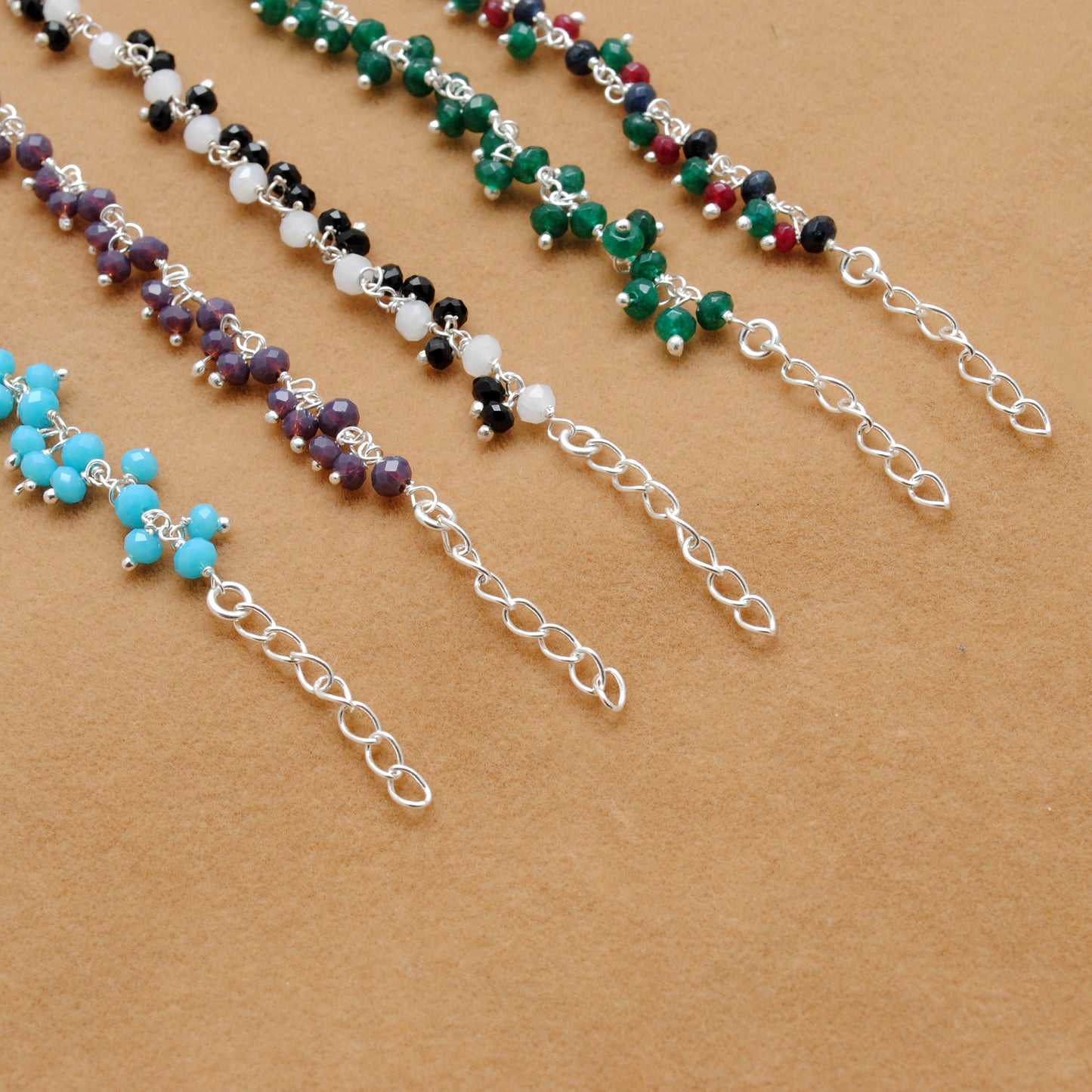 Sterling Silver Color Medley Gemstone Bracelet – Quartz & Chalcedony Mix
