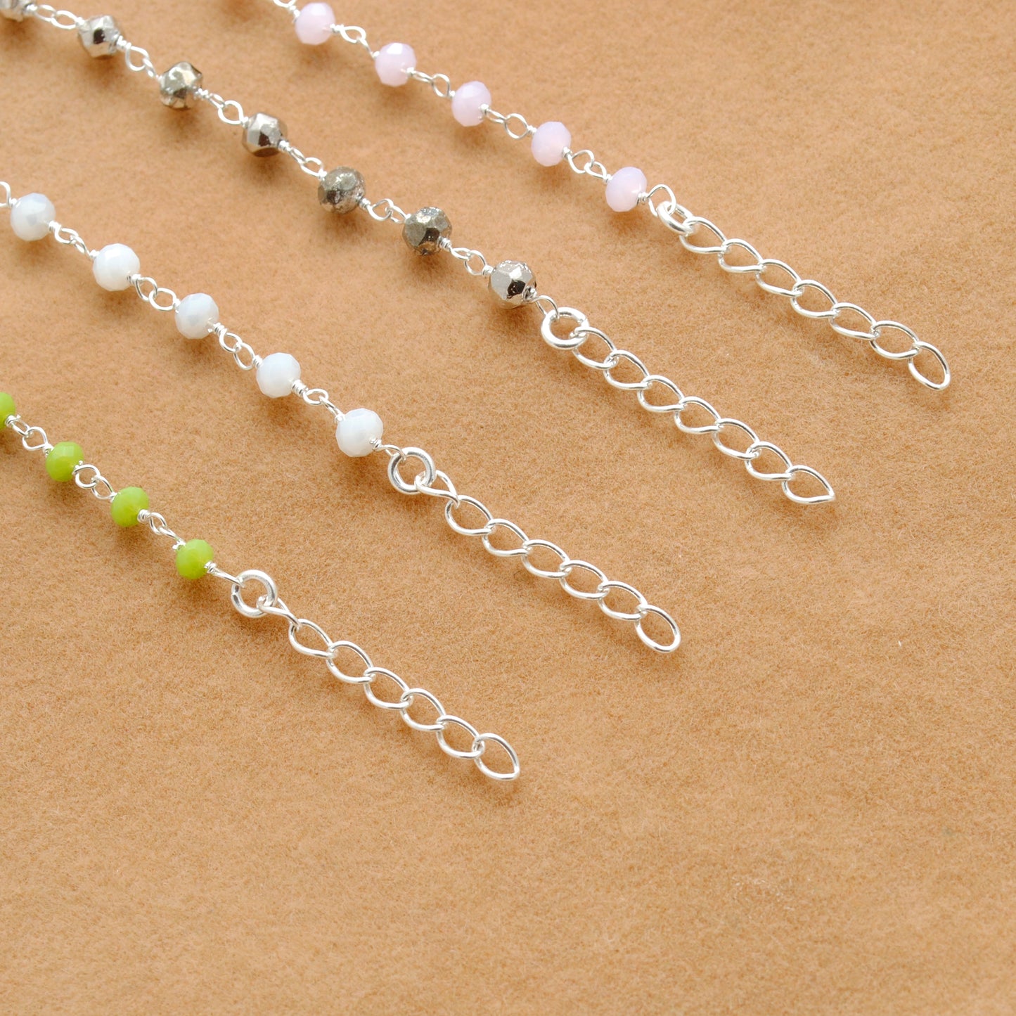 Sterling Silver Rose & Green Chalcedony Bracelet with Pyrite