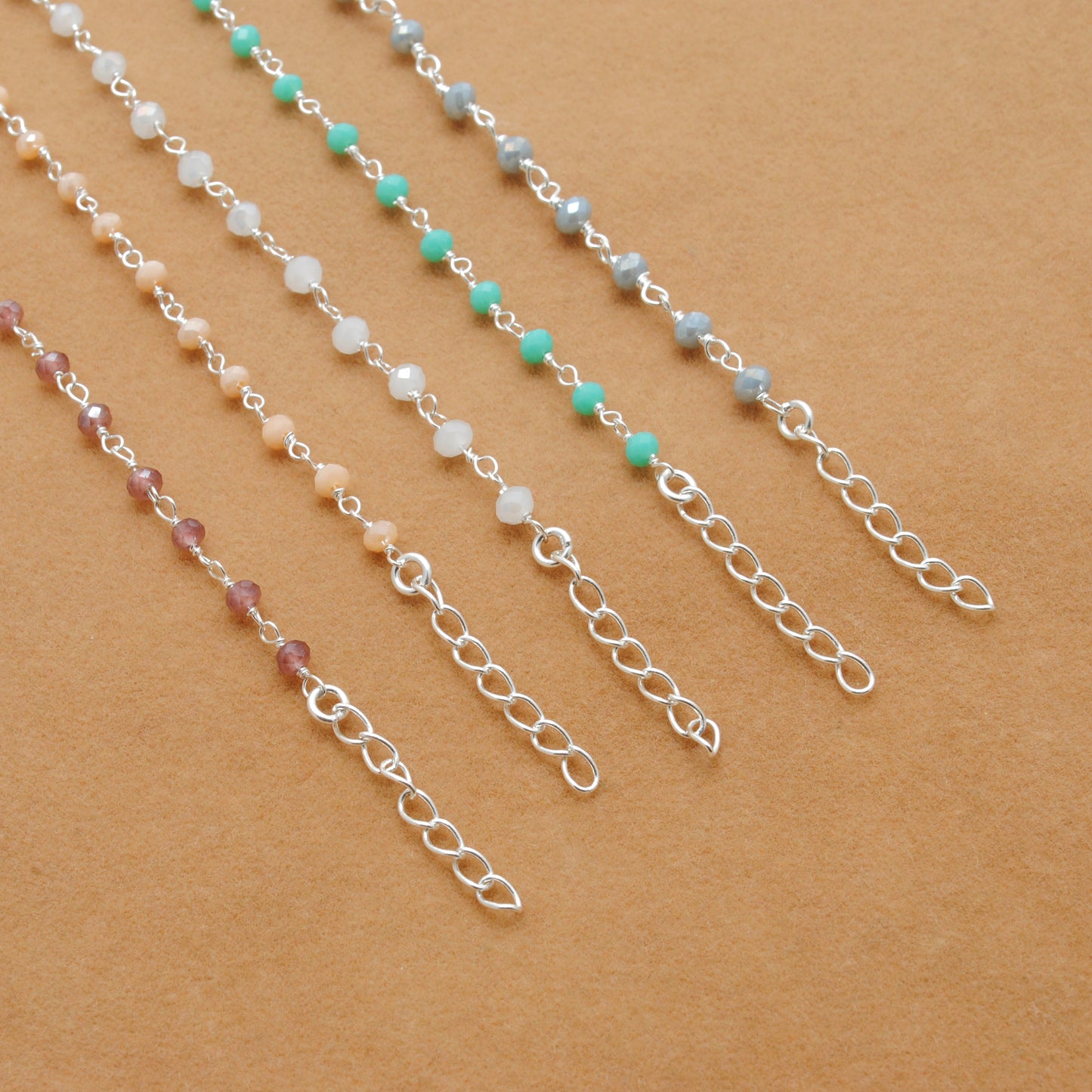 925 Sterling Silver Pastel Chalcedony Bracelet – Peach, Pink & More