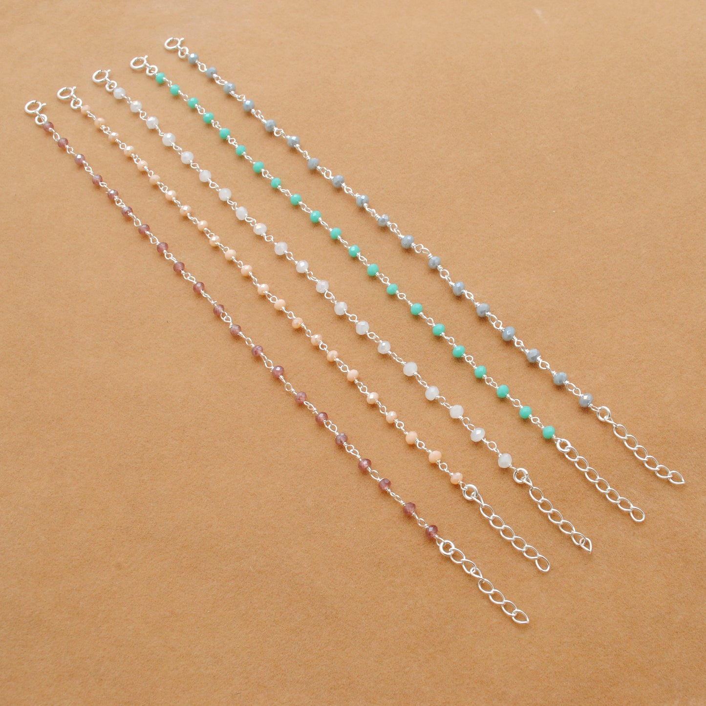 925 Sterling Silver Pastel Chalcedony Bracelet – Peach, Pink & More