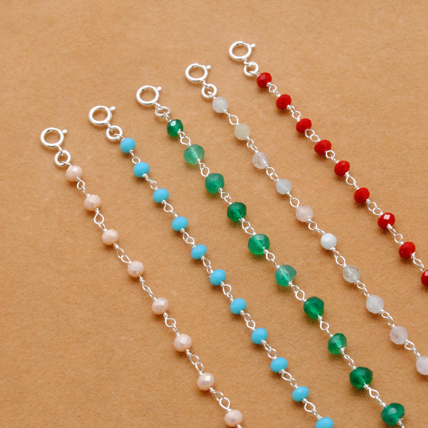 925 Sterling Silver Chalcedony with Onyx Beaded Rosary Necklace