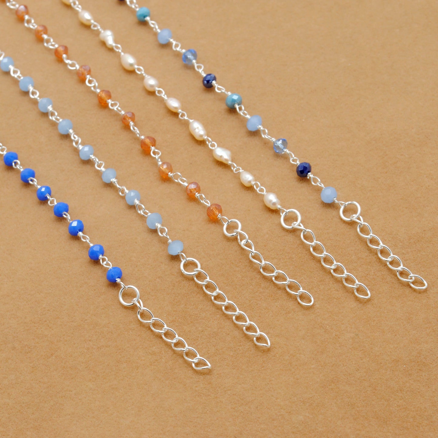 925 Sterling Silver Multi-Chalcedony & Peal Bracelet