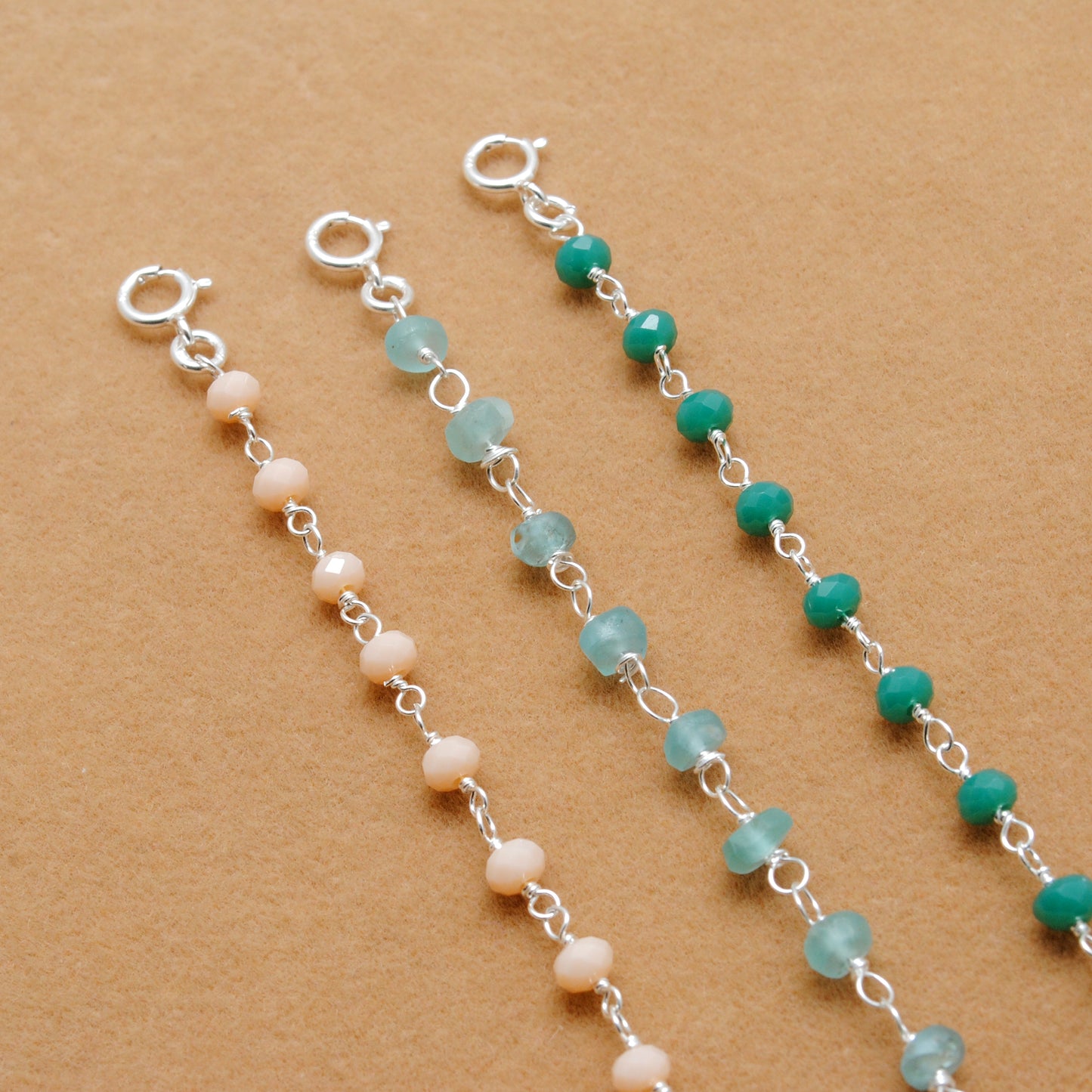 925 Sterling Silver Multi-Gemstone Beaded Bracelet – Chalcedony & Apatite