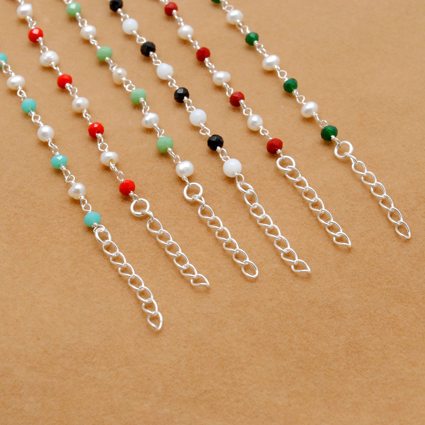 925 Silver Multi Chalcedony & Pearl Chain Necklace – Matching Bracelet Available