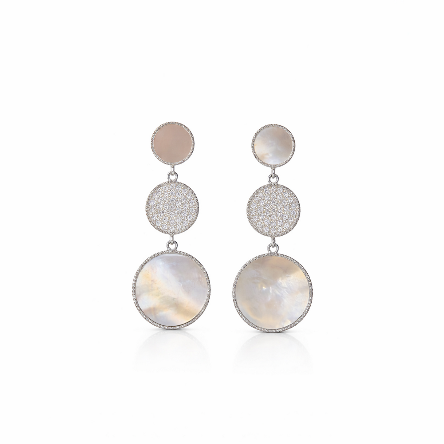 Pearl With Cz Drop Dangle Stud Silver Earring