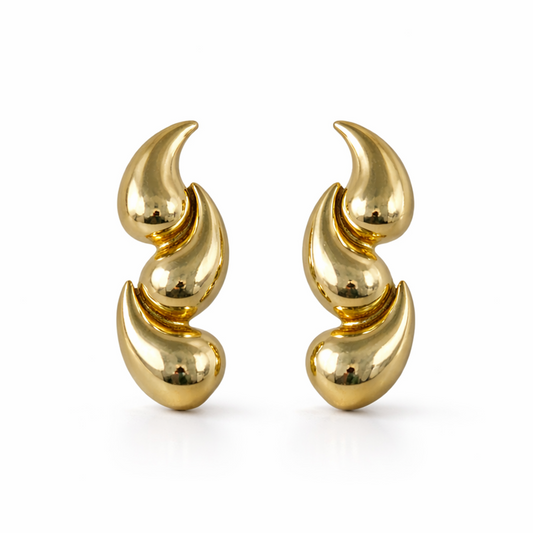 Bubble Teardrop Sterling Silver Gold Plated Studs
