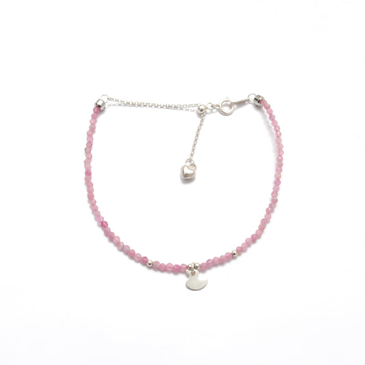 Genuine Pink Tourmaline Beads Bracelet 8.5 inch