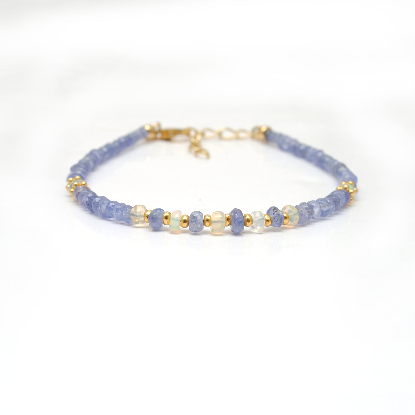 Tanzanite & Ethiopian Opal Beaded Bracelet – Sterling Silver