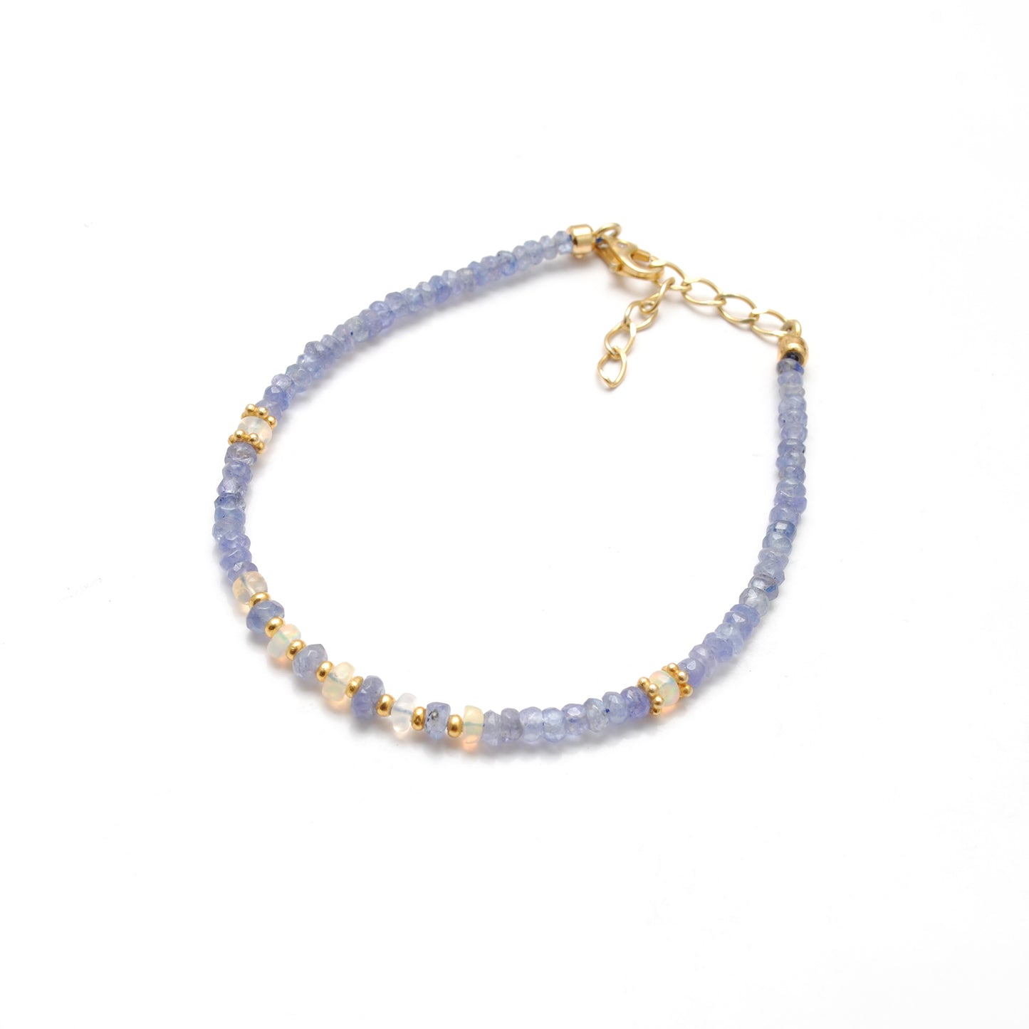 Tanzanite & Ethiopian Opal Beaded Bracelet – Sterling Silver