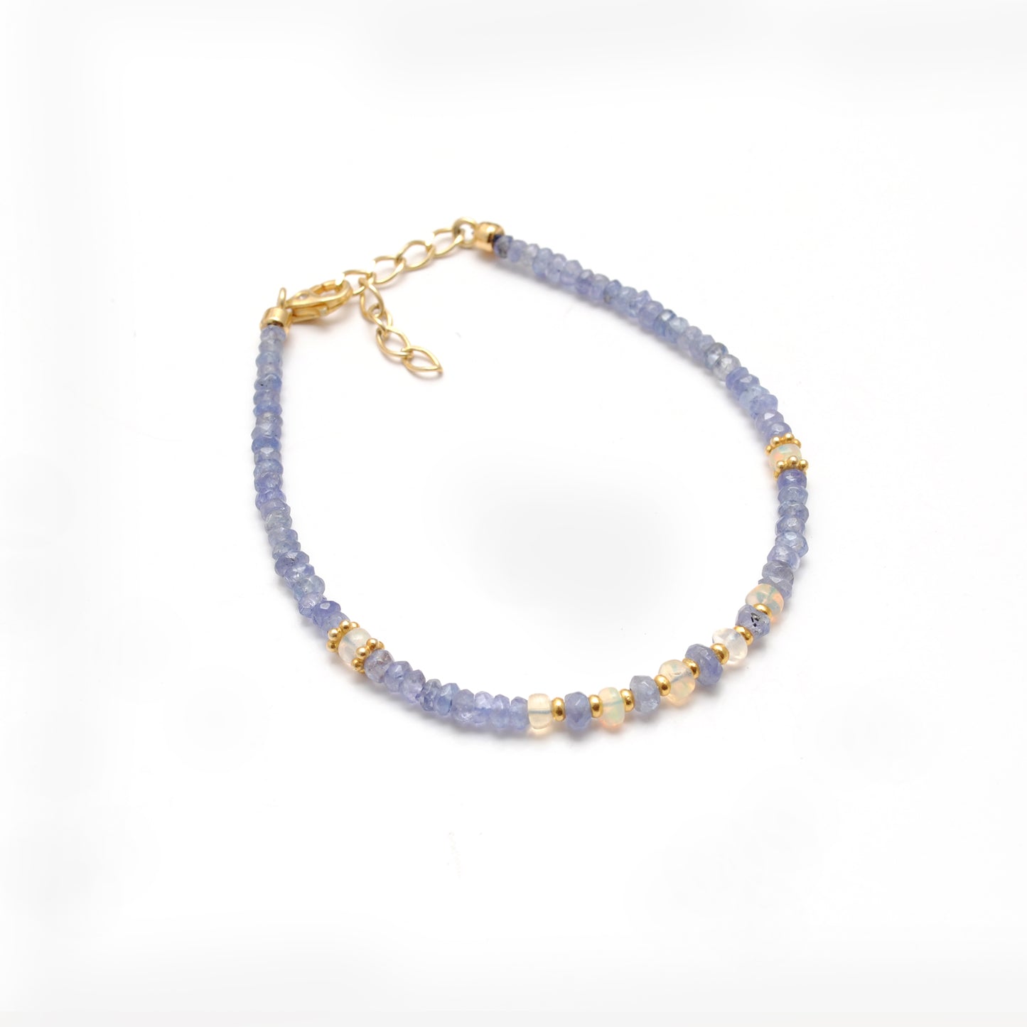 Tanzanite & Ethiopian Opal Beaded Bracelet – Sterling Silver