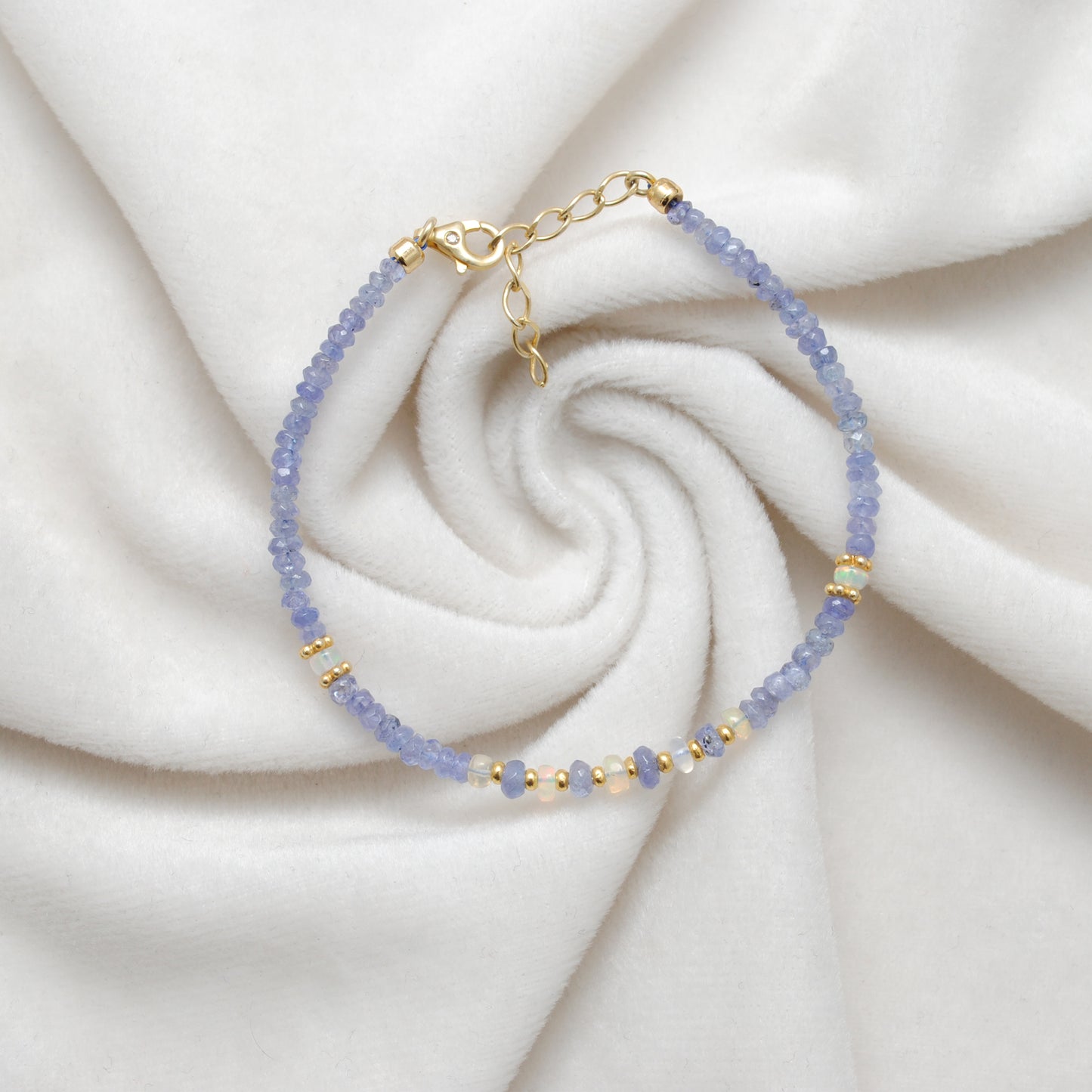 Tanzanite & Ethiopian Opal Beaded Bracelet – Sterling Silver