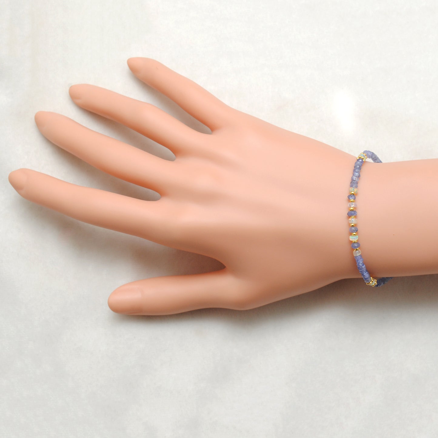 Tanzanite & Ethiopian Opal Beaded Bracelet – Sterling Silver