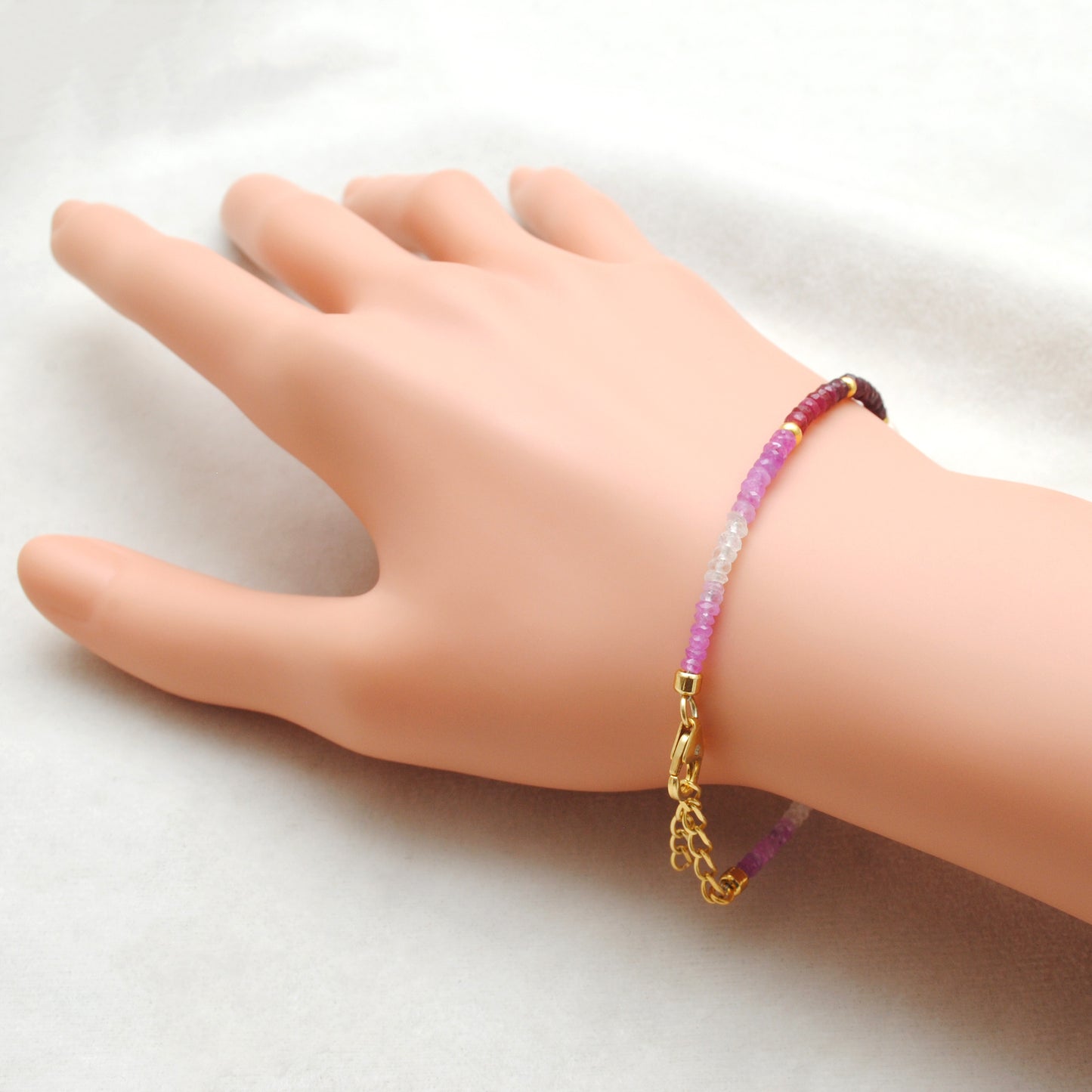 Ruby Ombre Bracelet in 925 Silver Gold Plated – Shaded July Birthstone Jewelry