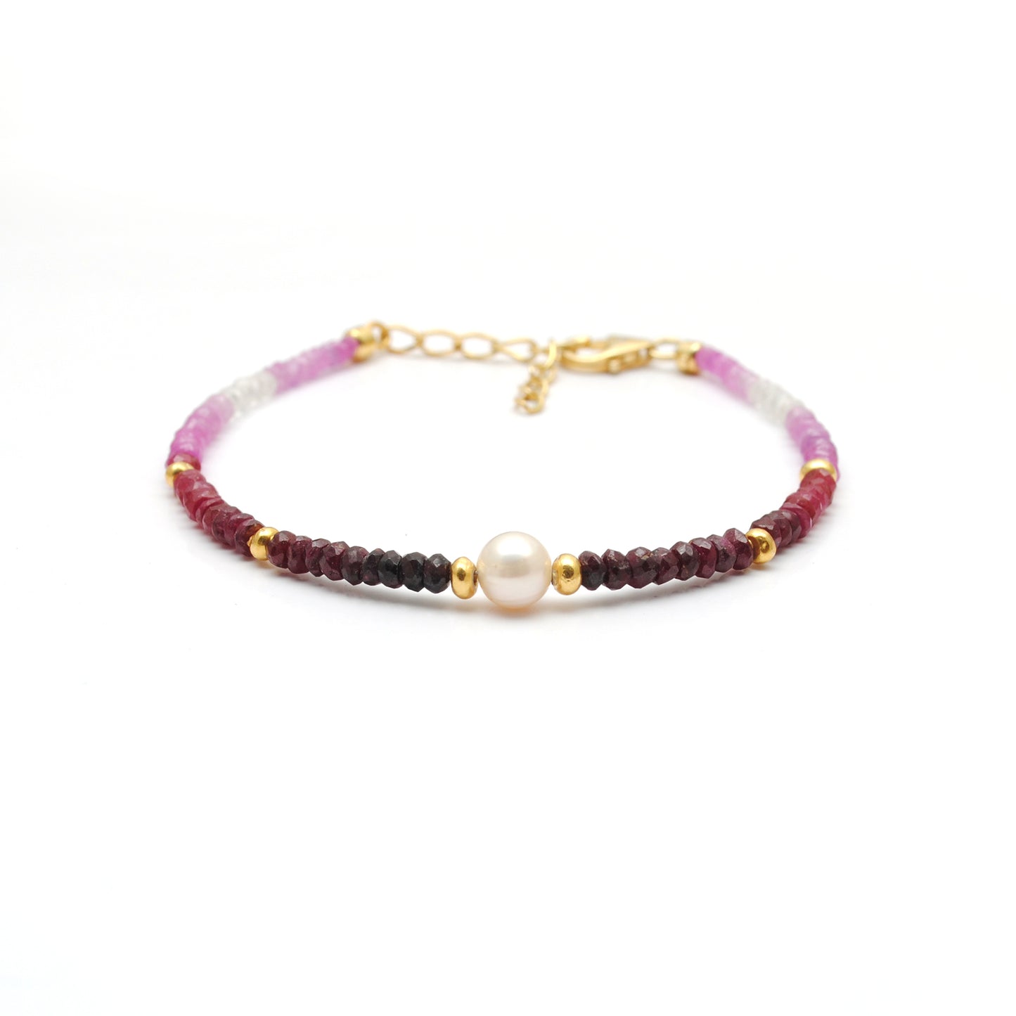 Ruby Ombre Bracelet in 925 Silver Gold Plated – Shaded July Birthstone Jewelry