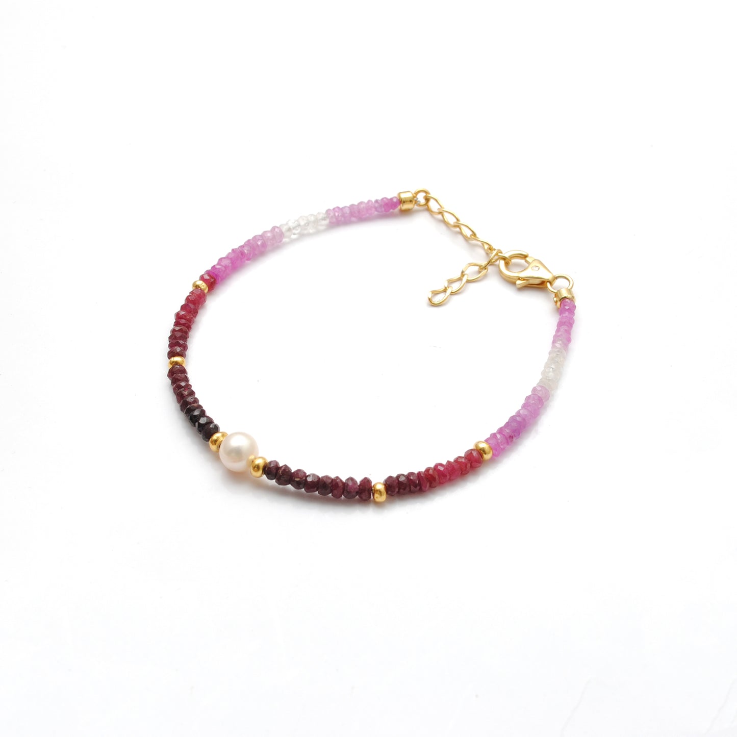 Ruby Ombre Bracelet in 925 Silver Gold Plated – Shaded July Birthstone Jewelry