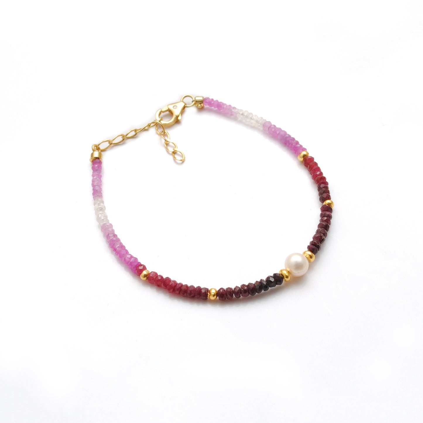 Ruby Ombre Bracelet in 925 Silver Gold Plated – Shaded July Birthstone Jewelry