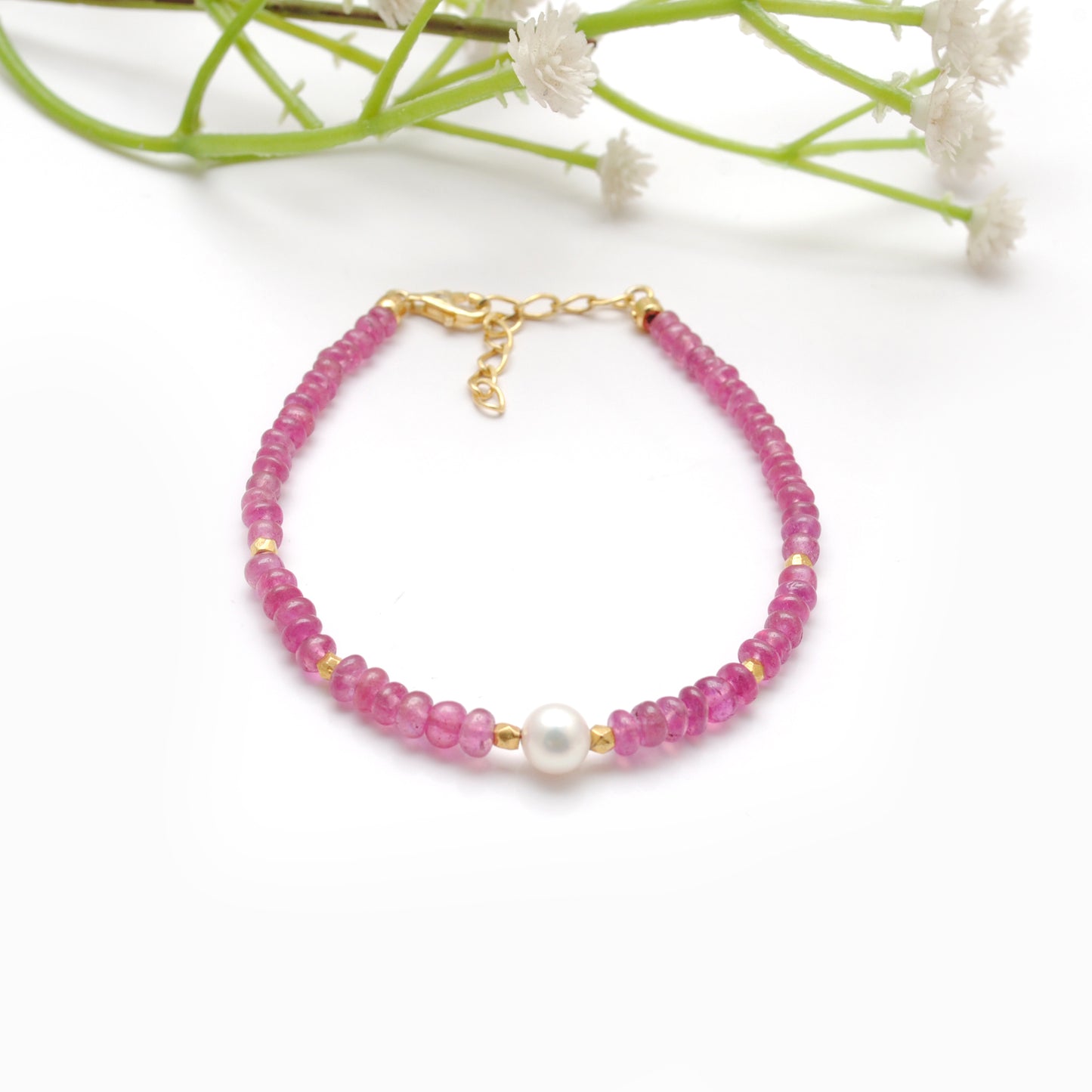 Elegant Ruby Ombre Beaded Bracelet in Sterling Silver – Gemstone Jewelry