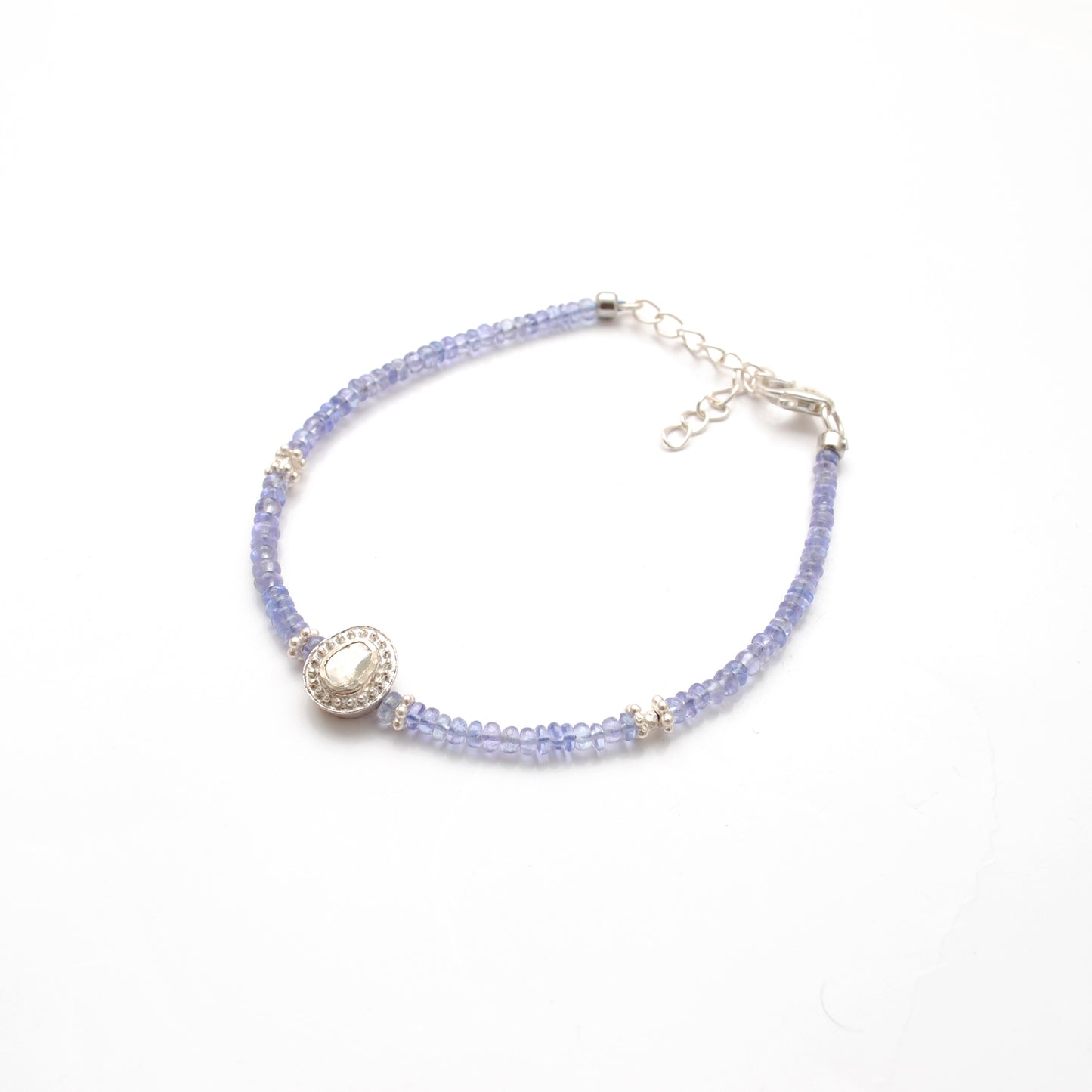 Tanzanite & Diamond Sterling Silver Bracelet Handmade Jewelry