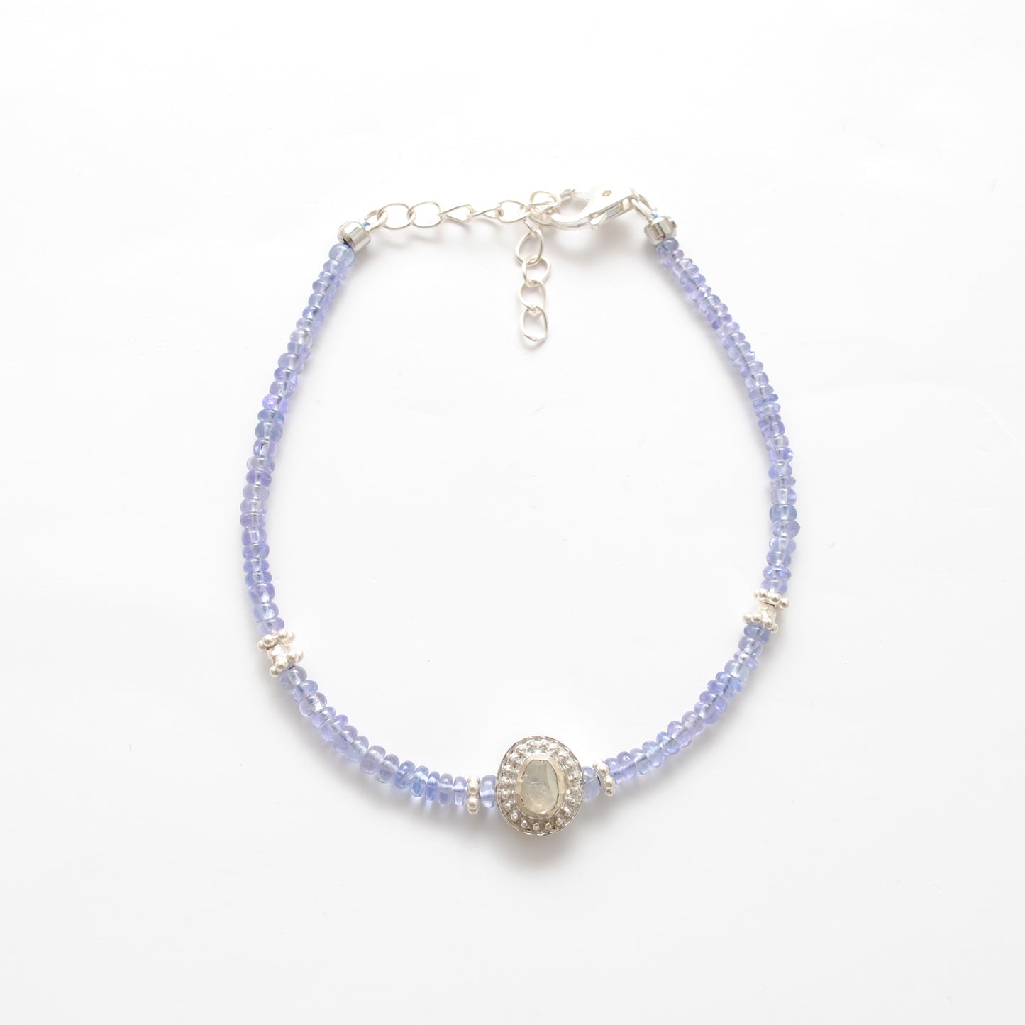 Tanzanite & Diamond Sterling Silver Bracelet Handmade Jewelry