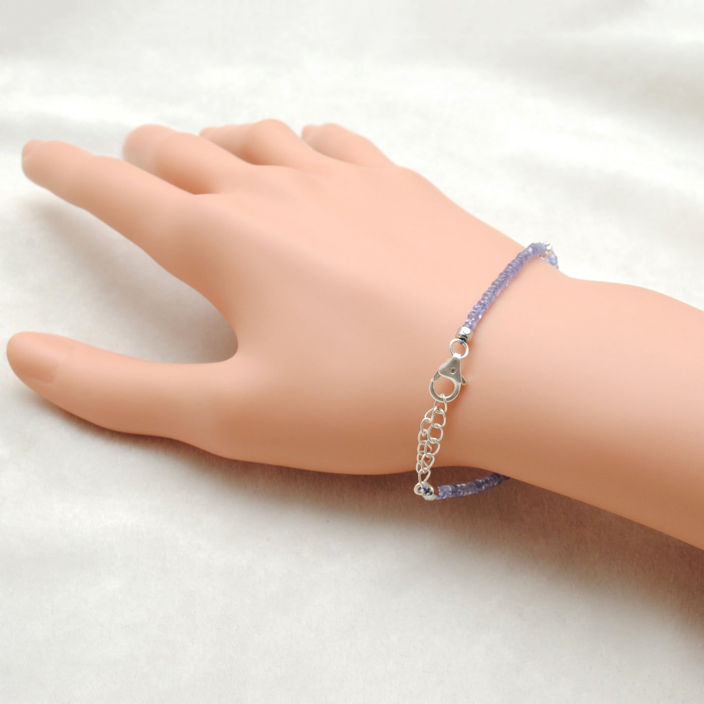 Tanzanite & Diamond Sterling Silver Bracelet Handmade Jewelry