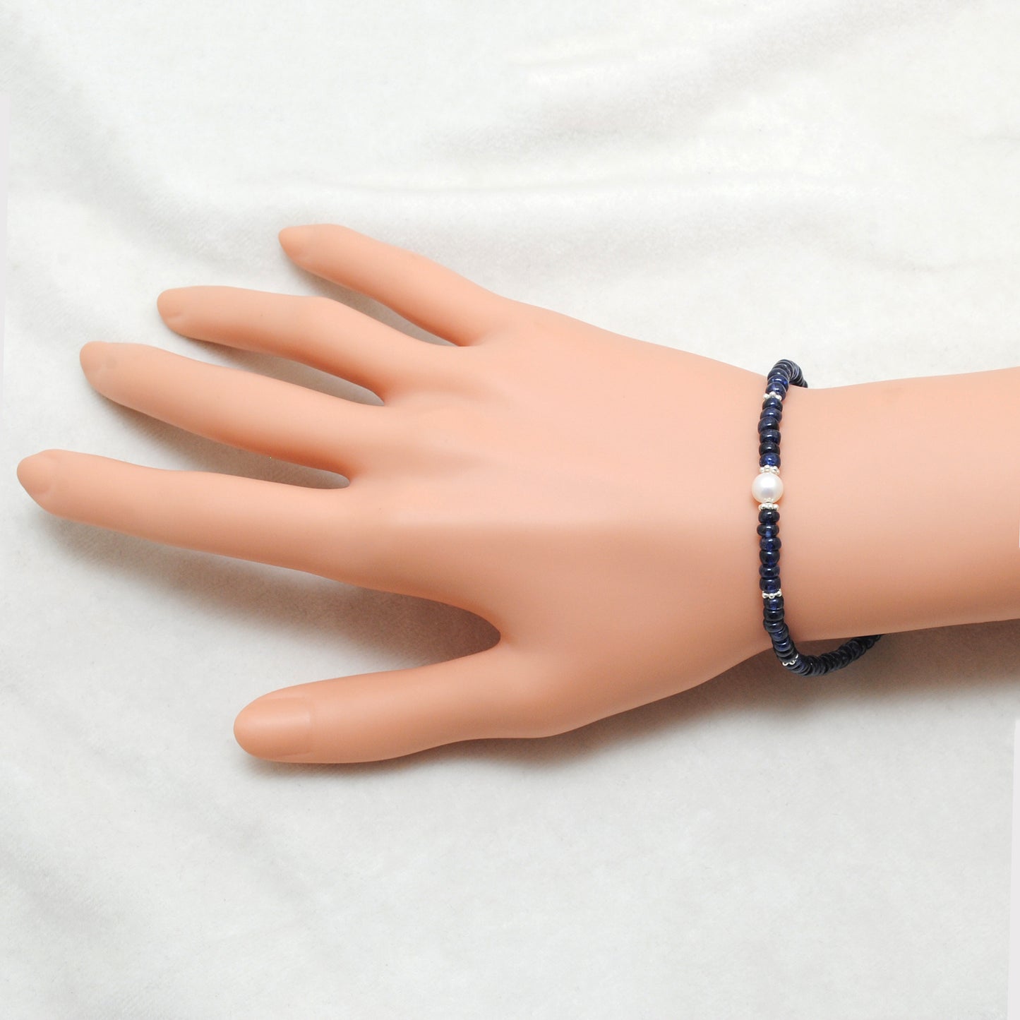 Blue Sapphire Silver Bracelet | Dainty 925 Sterling Chain 8 inch