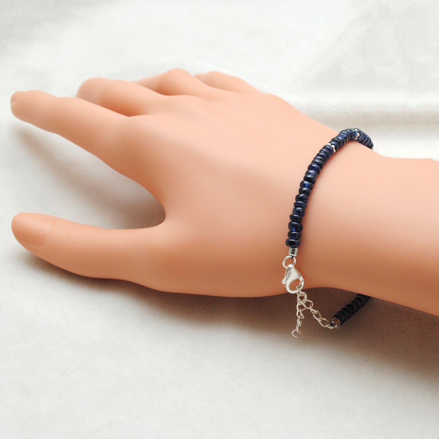 Blue Sapphire Silver Bracelet | Dainty 925 Sterling Chain 8 inch