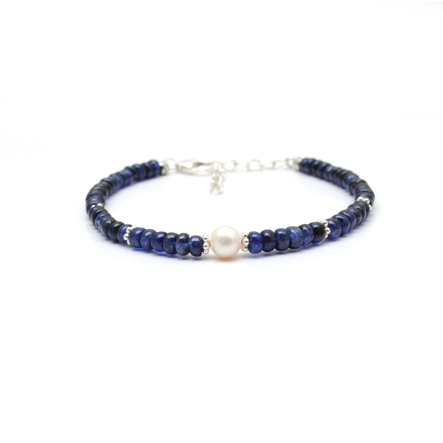 Blue Sapphire Silver Bracelet | Dainty 925 Sterling Chain 8 inch