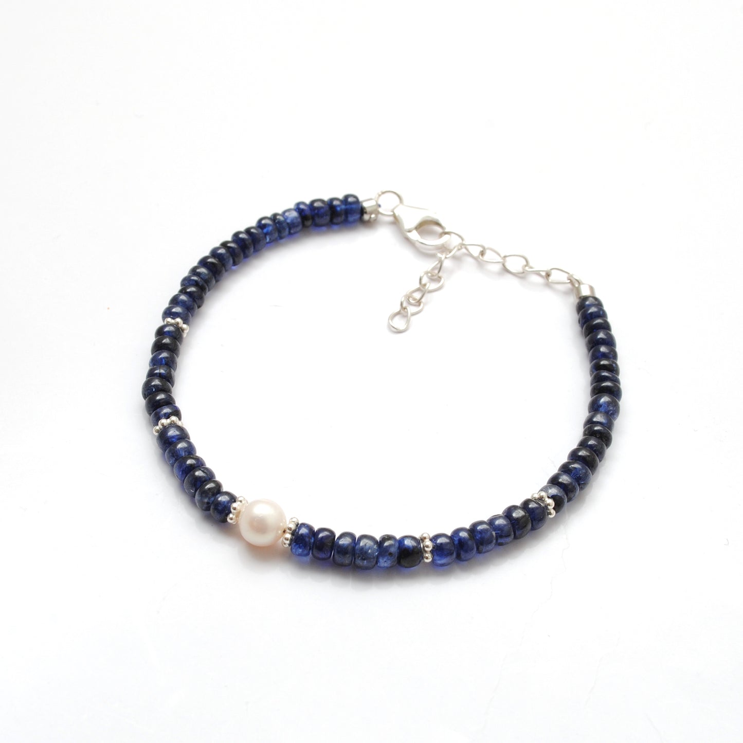 Blue Sapphire Silver Bracelet | Dainty 925 Sterling Chain 8 inch