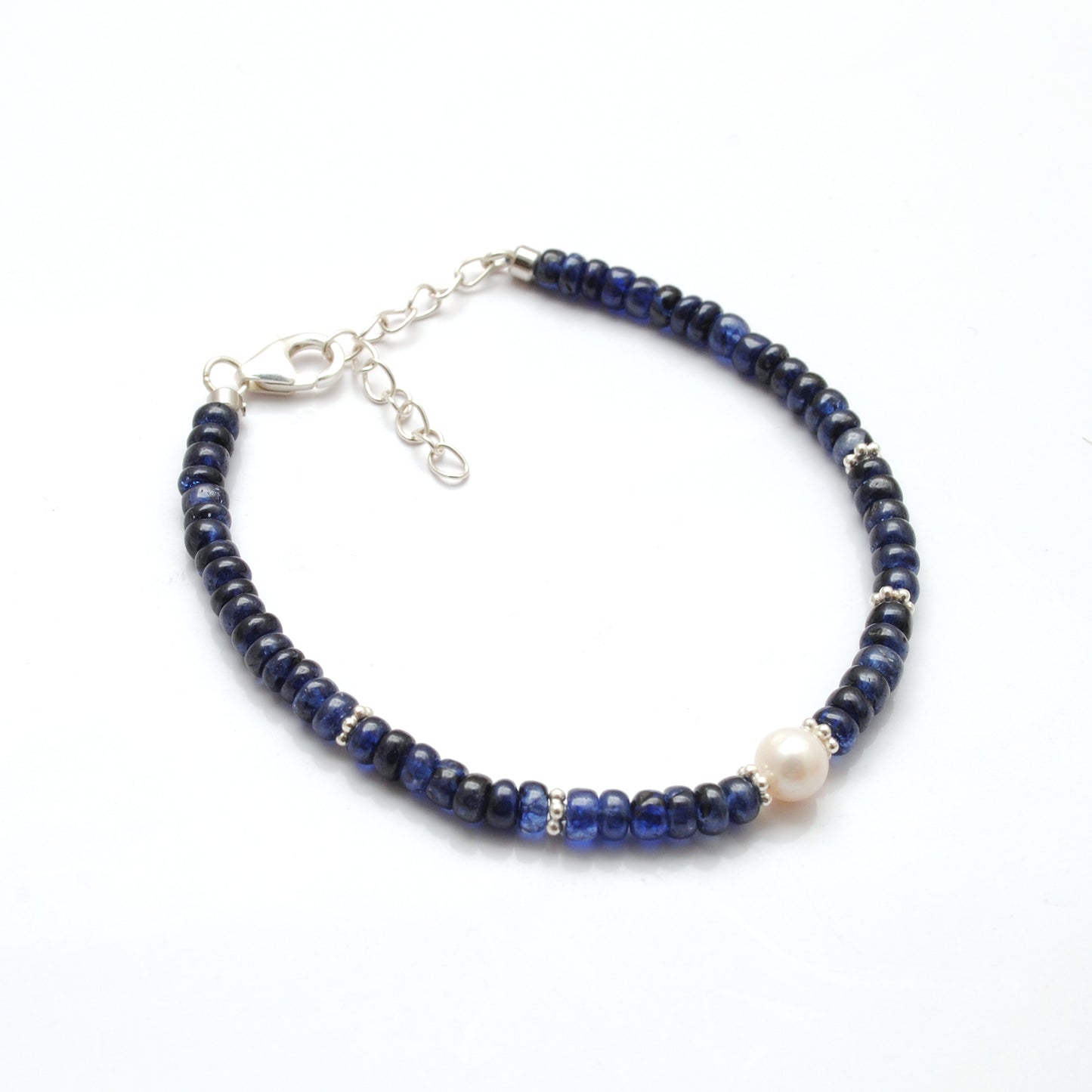 Blue Sapphire Silver Bracelet | Dainty 925 Sterling Chain 8 inch