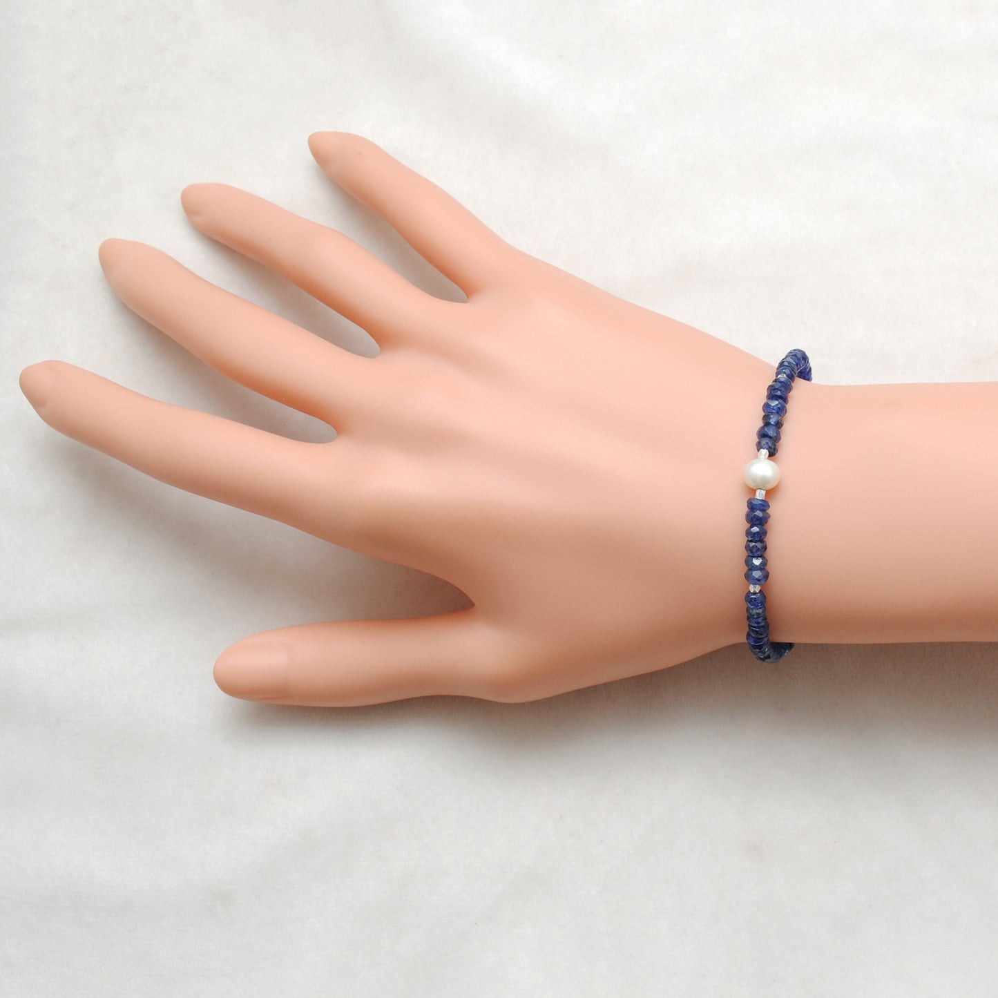 Kyanite & Pearl Beaded Bracelet | 925 Sterling Silver Handmade Gemstone Jewelry