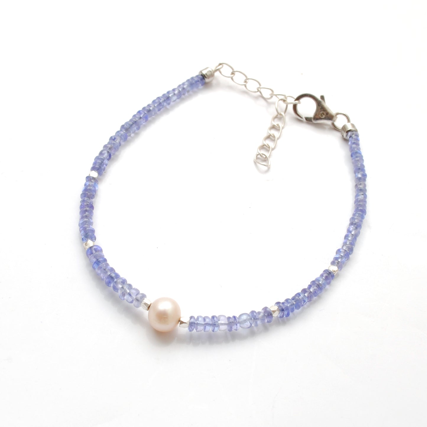 Tanzanite and Pearl Bracelet in Sterling Silver – December Birthstone Jewelry