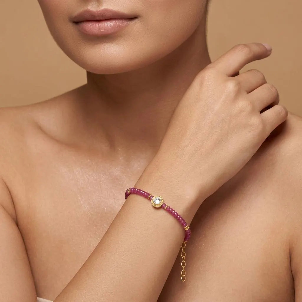 Ruby and Diamond Bracelet – Handmade Silver Gold Plated July Birthstone Jewelry