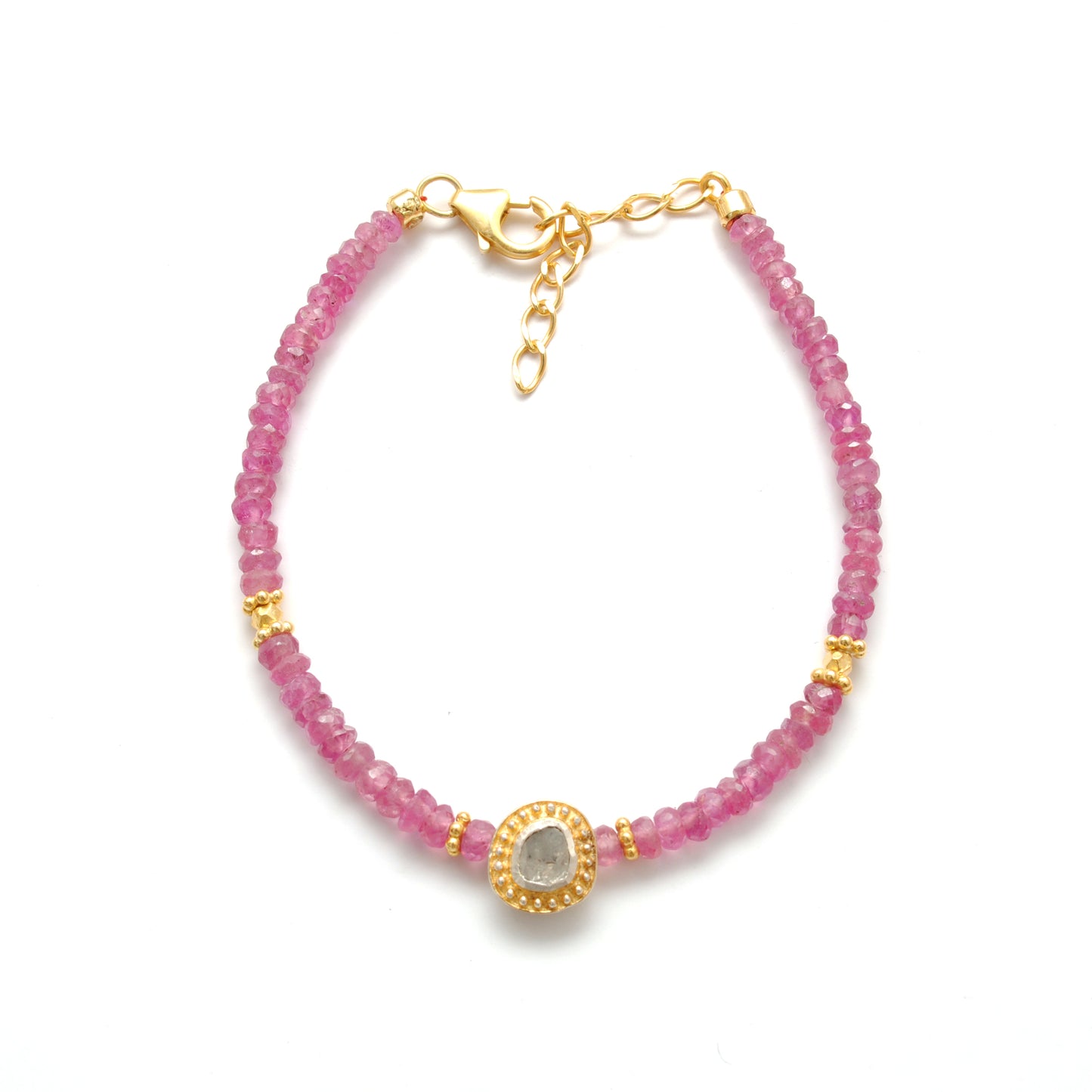 Ruby and Diamond Bracelet – Handmade Silver Gold Plated July Birthstone Jewelry