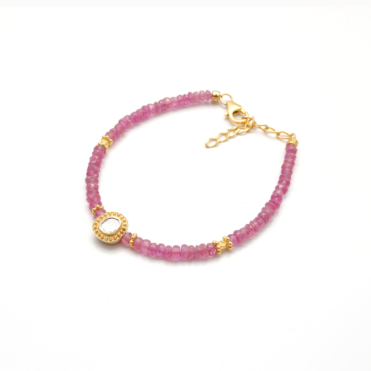 Ruby and Diamond Bracelet – Handmade Silver Gold Plated July Birthstone Jewelry