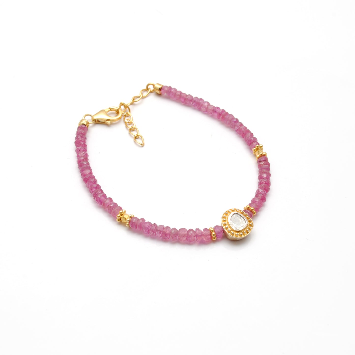 Ruby and Diamond Bracelet – Handmade Silver Gold Plated July Birthstone Jewelry