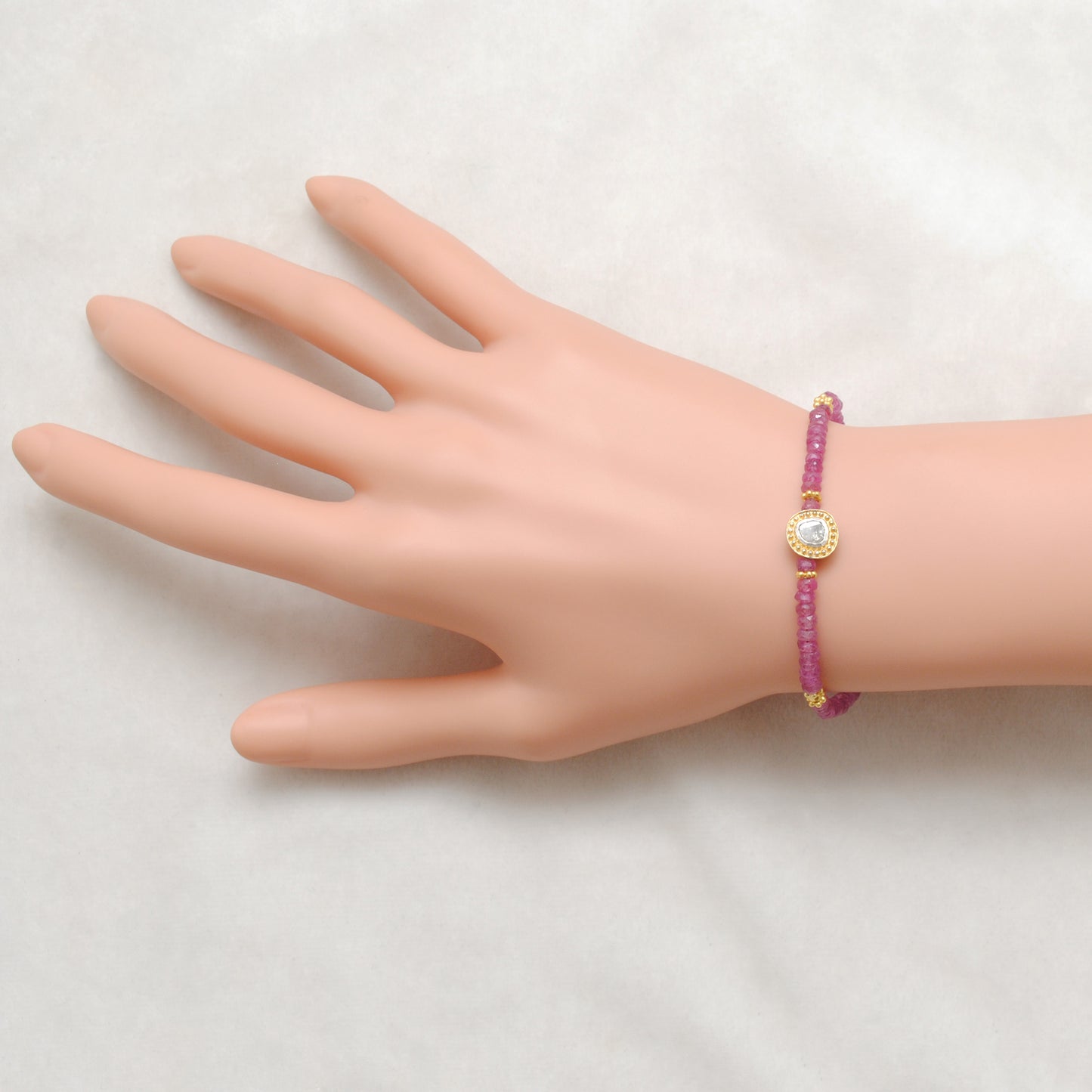 Ruby and Diamond Bracelet – Handmade Silver Gold Plated July Birthstone Jewelry