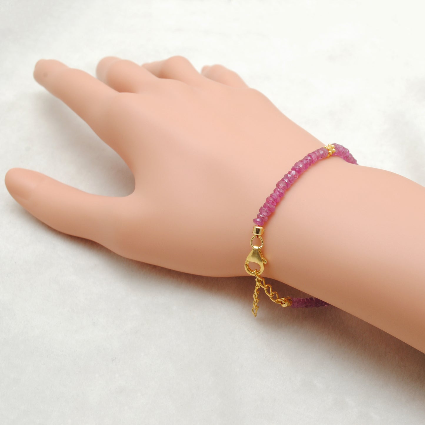 Ruby and Diamond Bracelet – Handmade Silver Gold Plated July Birthstone Jewelry