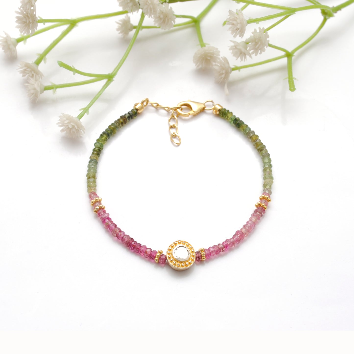 3mm Multi Tourmaline Rondelle Bead Bracelet – Handmade Gemstone Jewelry