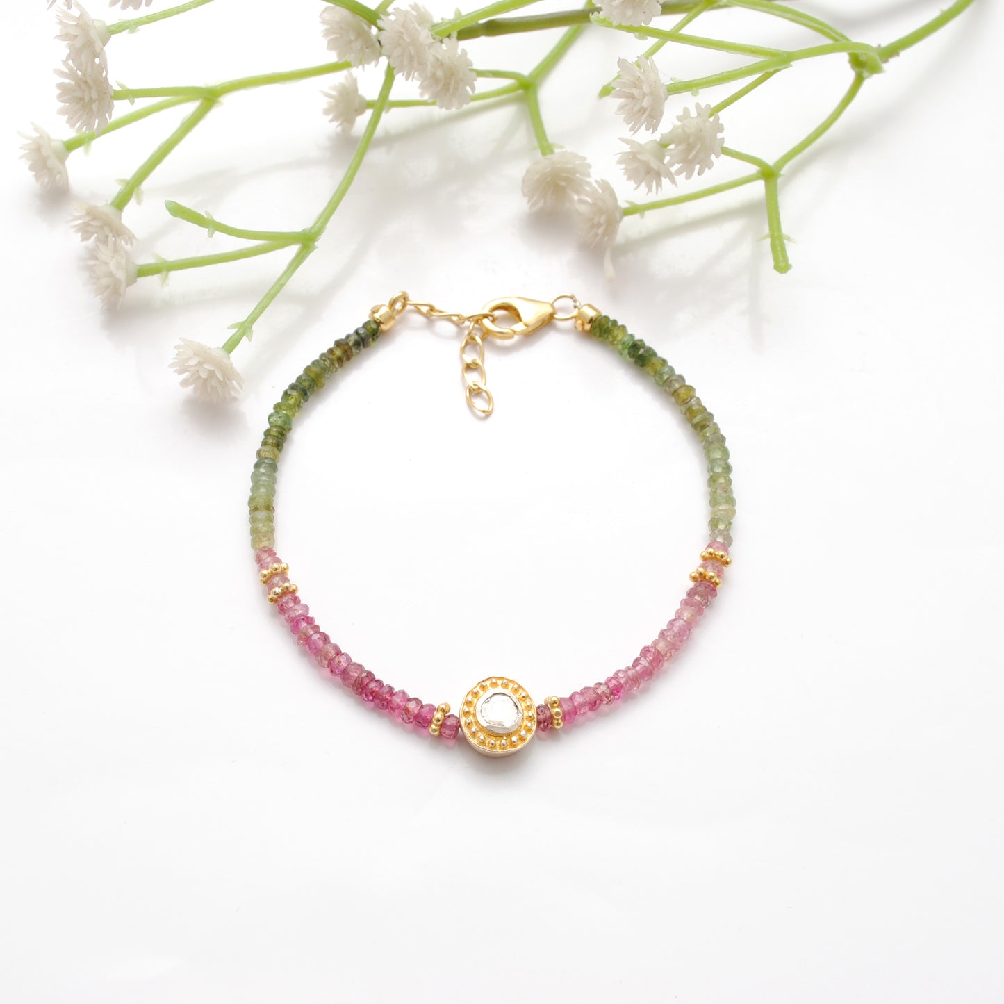 3mm Multi Tourmaline Rondelle Bead Bracelet – Handmade Gemstone Jewelry