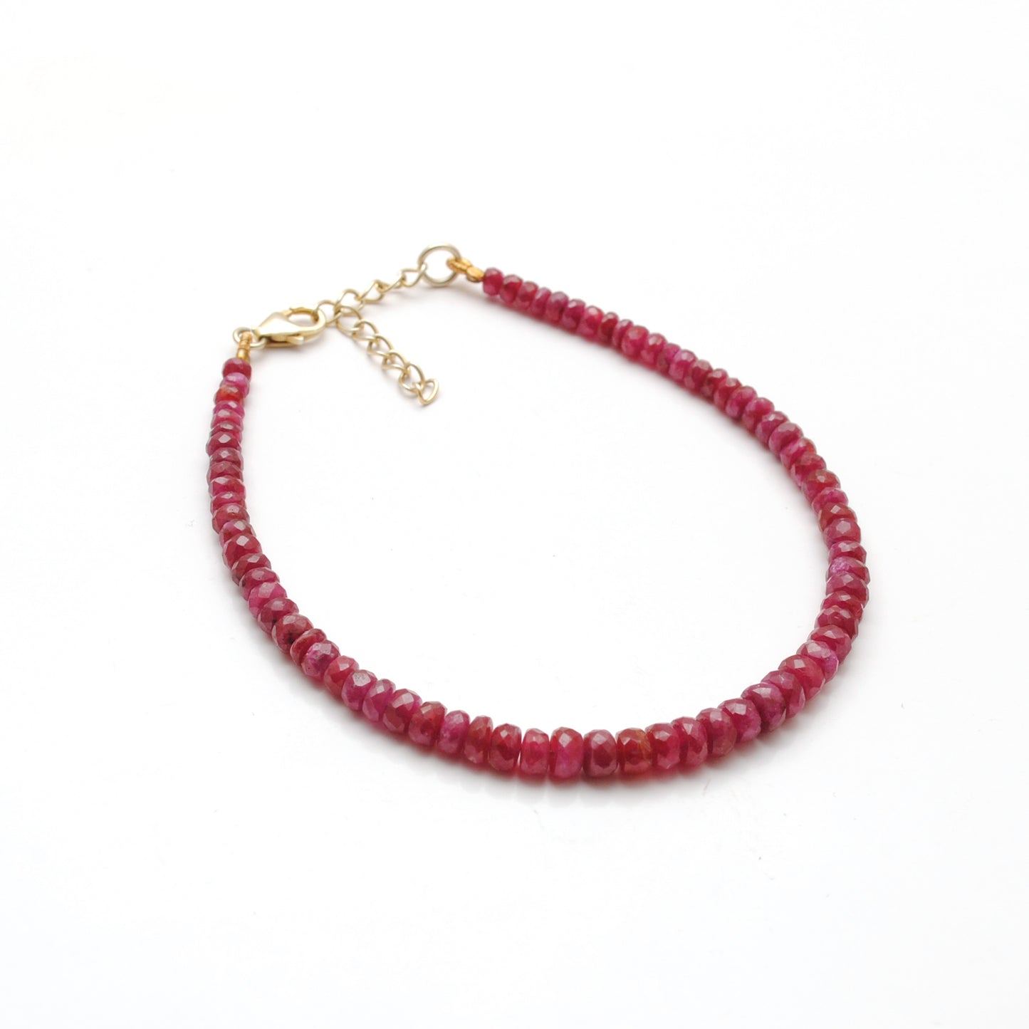 Faceted Ruby Rondelle Beaded Bracelet – July Birthstone Jewelry