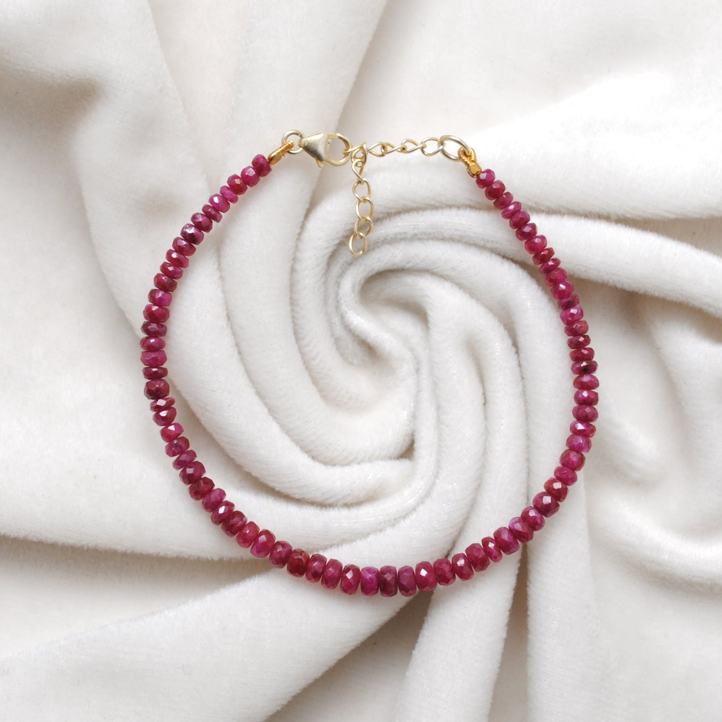 Faceted Ruby Rondelle Beaded Bracelet – July Birthstone Jewelry