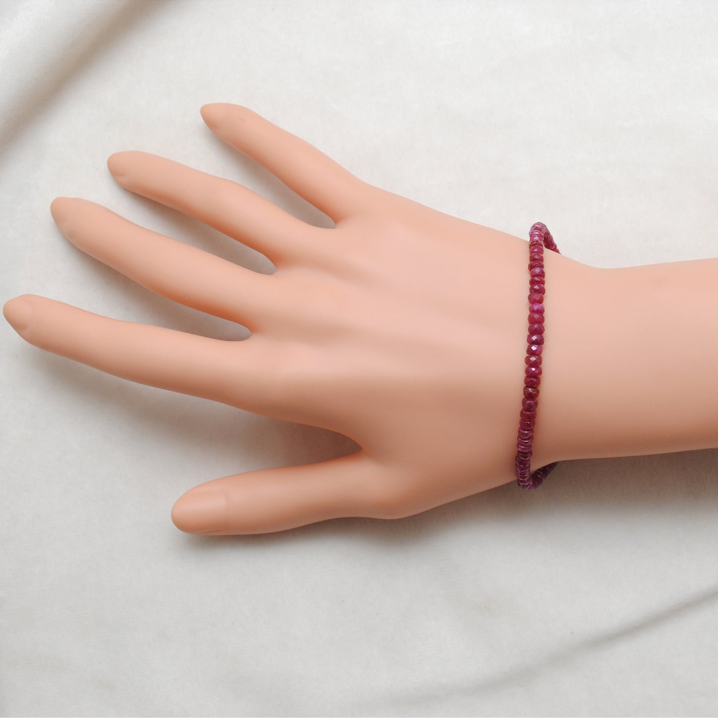 Faceted Ruby Rondelle Beaded Bracelet – July Birthstone Jewelry